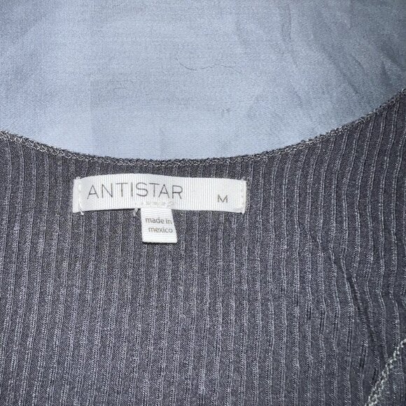Antistar Black/Charcoal Grey Scrunch Crop Top with Drawstring/Tie - Size M - Picture 5 of 7